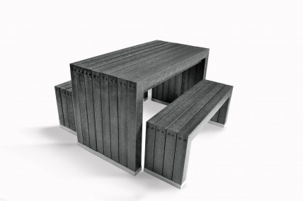 Space Saver table and benches - Environmental Street Furniture