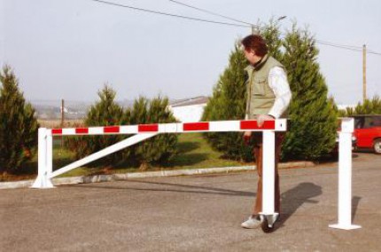 Extra wide swivel manual barriers – castor mounted rest posts - Environmental Street Furniture