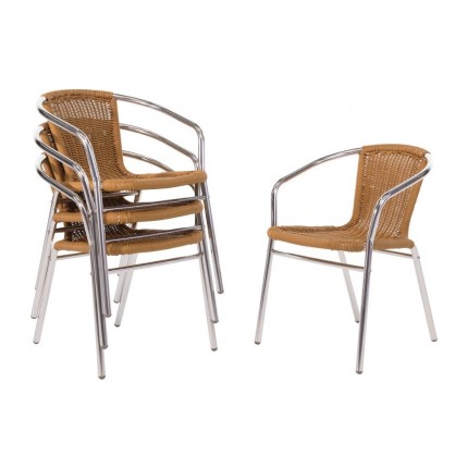 Al Fresco Aluminium and Natural Wicker Chairs - Environmental Street Furniture