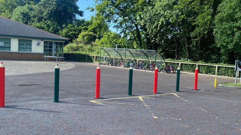 ESF Supplies Dundonald Primary School with Pencil-Shaped Bollards - Environmental Street Furniture