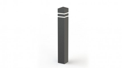 Black recycled plastic bollard with chamfered square top - Environmental Street Furniture